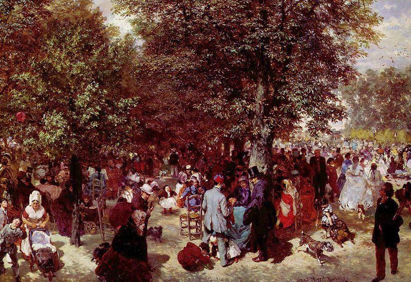 Adolph von Menzel Afternoon at the Tuileries Park China oil painting art